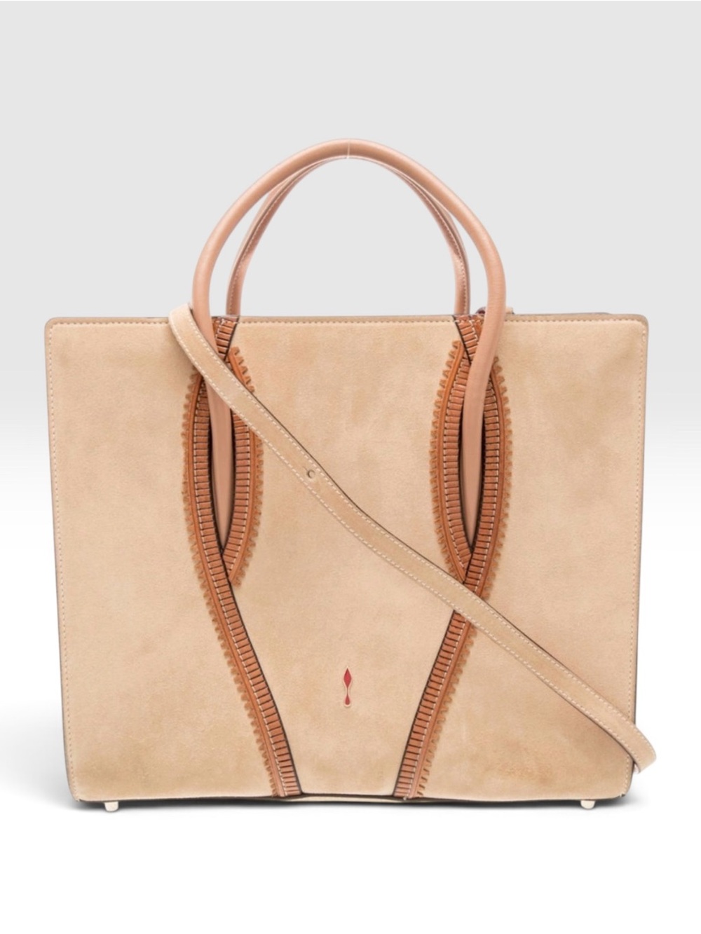 ✨🛍️ Christian Louboutin Tan Suede Paloma Tote, Large
